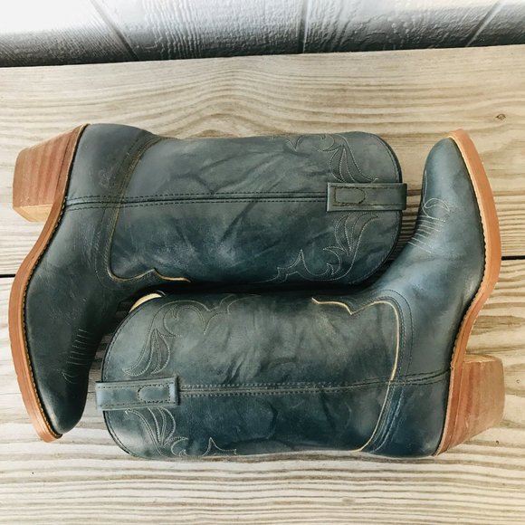 Vintage Dingo Acme Cowboy Western Boots Mens Sz 8 EW Gray Leather Campus - Picture 2 of 11